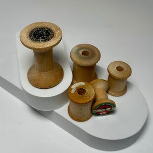 Vintage Wooden Thread Spools – Eaton’s, Coats, Mercerized – Set of 5